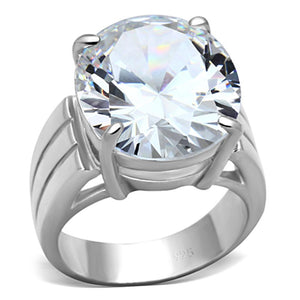 LOS675 - Silver 925 Sterling Silver Ring with AAA Grade CZ  in Clear