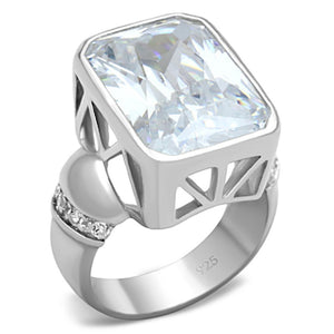LOS678 - Silver 925 Sterling Silver Ring with AAA Grade CZ  in Clear