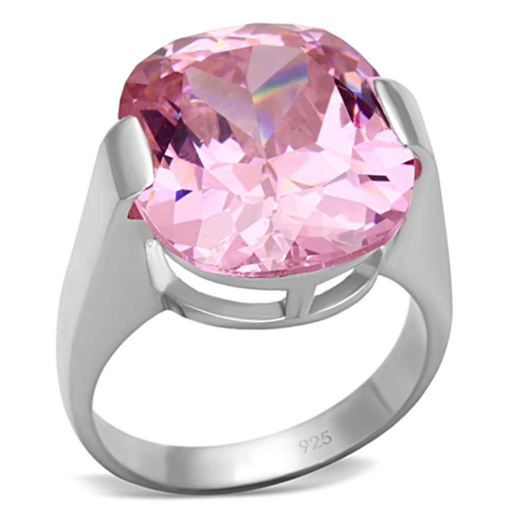 LOS686 - Silver 925 Sterling Silver Ring with AAA Grade CZ  in Rose