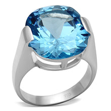 Load image into Gallery viewer, LOS687 - Silver 925 Sterling Silver Ring with Synthetic Spinel in Sea Blue