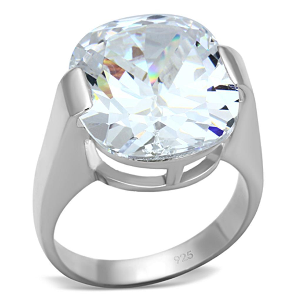 LOS688 - Silver 925 Sterling Silver Ring with AAA Grade CZ  in Clear