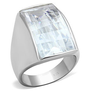 LOS690 - Silver 925 Sterling Silver Ring with AAA Grade CZ  in Clear