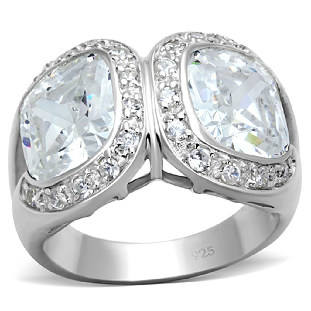 LOS698 - Silver 925 Sterling Silver Ring with AAA Grade CZ  in Clear