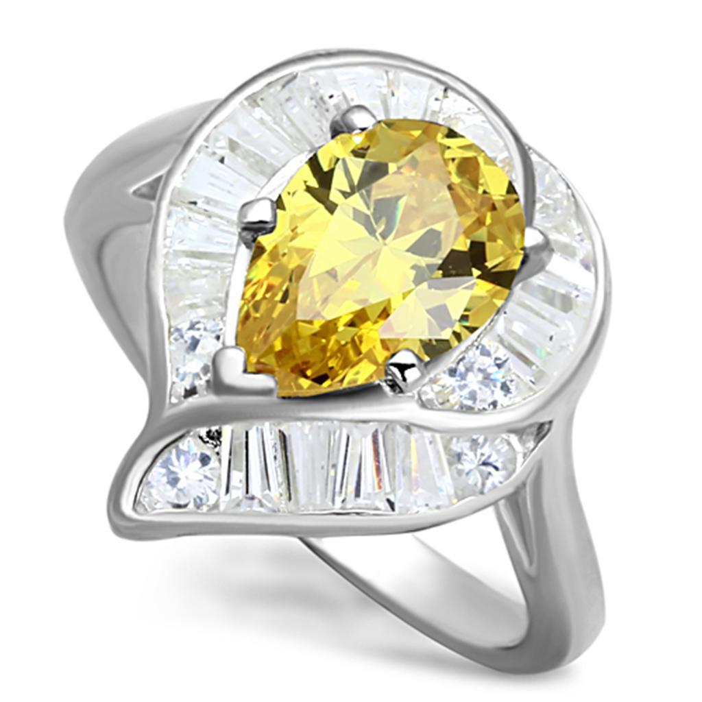 LOS702 - Silver 925 Sterling Silver Ring with AAA Grade CZ  in Topaz