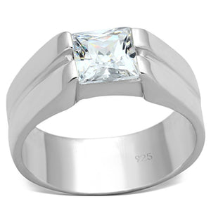 LOS708 - Silver 925 Sterling Silver Ring with AAA Grade CZ  in Clear