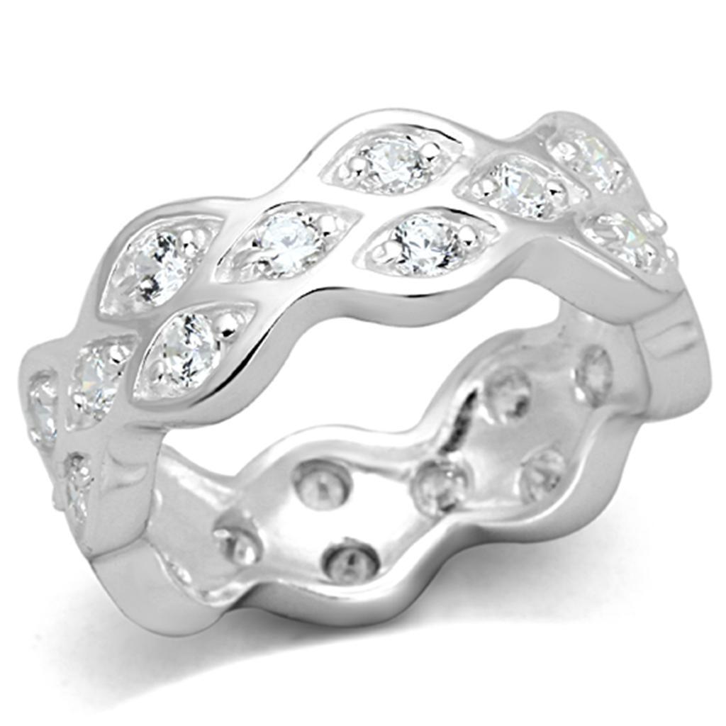 LOS727 - Rhodium 925 Sterling Silver Ring with AAA Grade CZ  in Clear