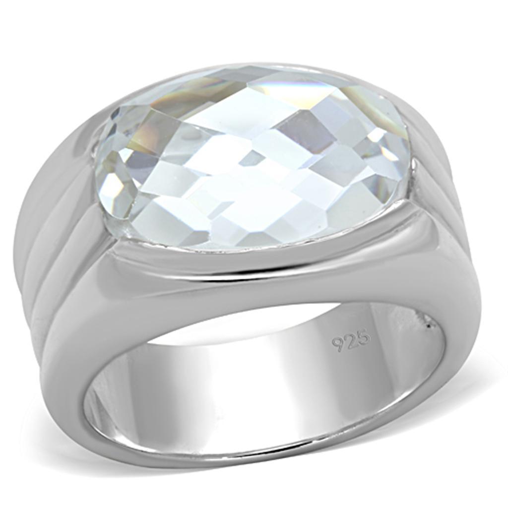 LOS736 Silver 925 Sterling Silver Ring with AAA Grade CZ in Clear