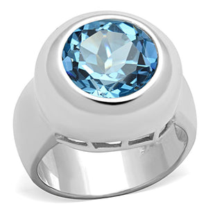 LOS737 - Silver 925 Sterling Silver Ring with Synthetic Spinel in Sea Blue