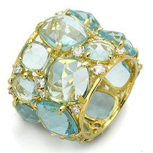Load image into Gallery viewer, LOS766 - Gold 925 Sterling Silver Ring with Synthetic Synthetic Glass in Sea Blue