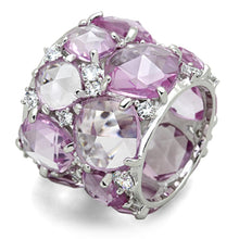 Load image into Gallery viewer, LOS768 - Rhodium 925 Sterling Silver Ring with Synthetic Corundum in Light Rose