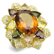 Load image into Gallery viewer, LOS771 - Gold 925 Sterling Silver Ring with Synthetic Synthetic Glass in Champagne