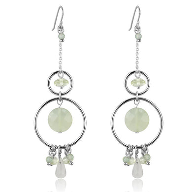 LOS791 - Silver 925 Sterling Silver Earrings with Synthetic Jade in Multi Color