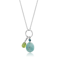 Load image into Gallery viewer, LOS797 - Silver 925 Sterling Silver Necklace with Synthetic Jade in Multi Color