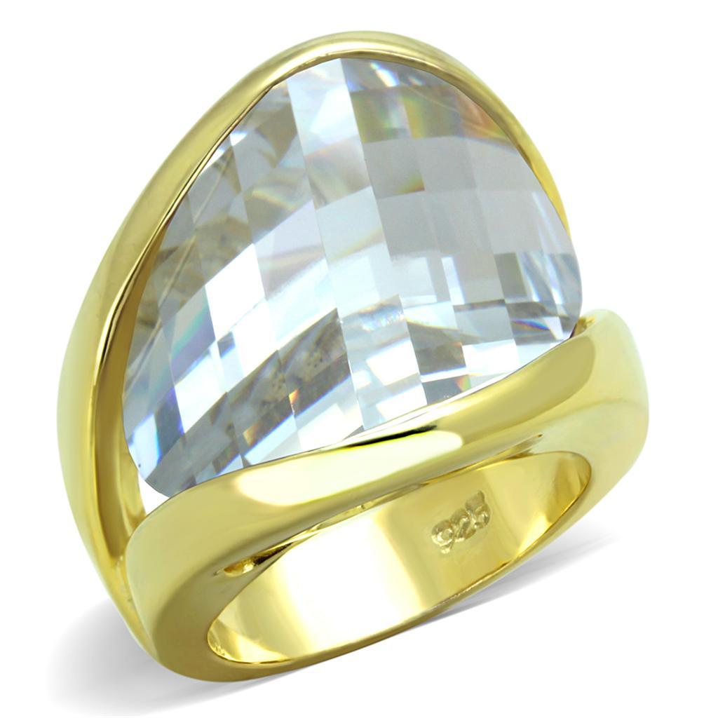 LOS820 Gold 925 Sterling Silver Ring with AAA Grade CZ in Clear