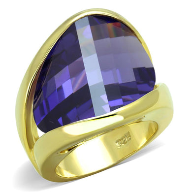 LOS821 - Gold 925 Sterling Silver Ring with AAA Grade CZ  in Tanzanite