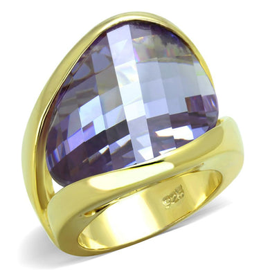 LOS822 - Gold 925 Sterling Silver Ring with AAA Grade CZ  in Amethyst