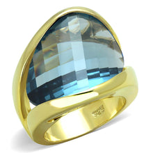 Load image into Gallery viewer, LOS826 - Gold 925 Sterling Silver Ring with Synthetic Synthetic Glass in Sea Blue