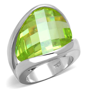 LOS832 - Rhodium 925 Sterling Silver Ring with AAA Grade CZ  in Apple Green color