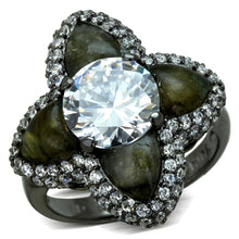 Load image into Gallery viewer, LOS836 - Ruthenium 925 Sterling Silver Ring with AAA Grade CZ  in Clear