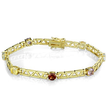Load image into Gallery viewer, LOS840 - Gold 925 Sterling Silver Bracelet with AAA Grade CZ  in Multi Color