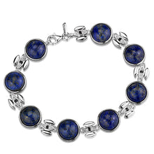 Load image into Gallery viewer, LOS844 - Rhodium 925 Sterling Silver Bracelet with Precious Stone Lapis in Montana
