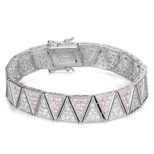 LOS845 - Rhodium 925 Sterling Silver Bracelet with AAA Grade CZ  in Rose