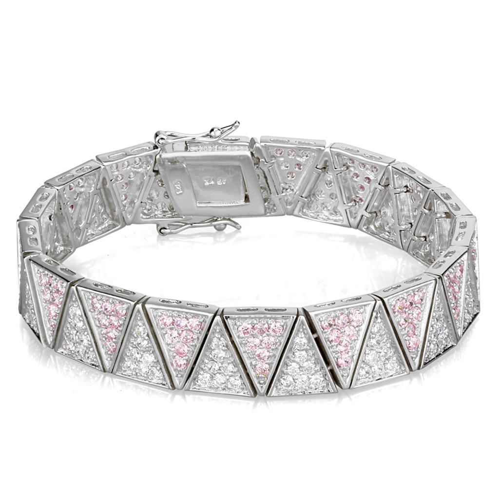 LOS845 - Rhodium 925 Sterling Silver Bracelet with AAA Grade CZ  in Rose