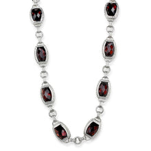 Load image into Gallery viewer, LOS877 - Rhodium 925 Sterling Silver Necklace with AAA Grade CZ  in Garnet