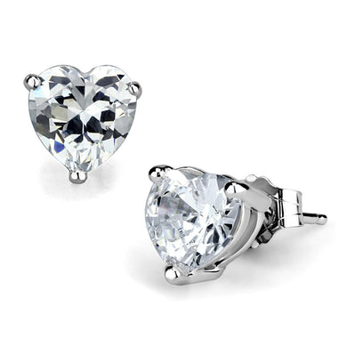 LOS882 - Rhodium 925 Sterling Silver Earrings with AAA Grade CZ  in Clear