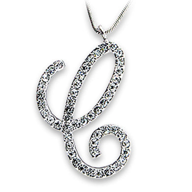 OT116 - Rhodium Brass Pendant with Top Grade Crystal  in Clear