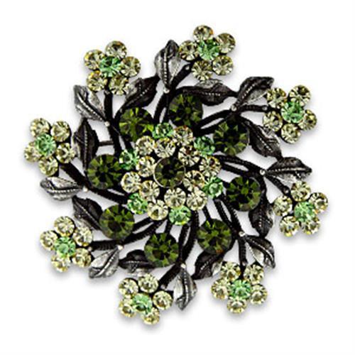 OT635 - Antique Silver White Metal Brooches with Top Grade Crystal  in Multi Color