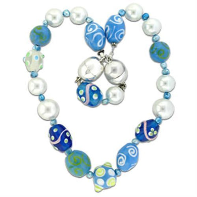 OT682 - Silver Brass Necklace with Synthetic Glass Bead in Multi Color