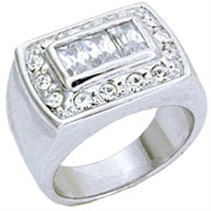 S11931 - Rhodium 925 Sterling Silver Ring with AAA Grade CZ  in Clear