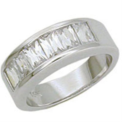S14026 - Rhodium 925 Sterling Silver Ring with AAA Grade CZ  in Clear