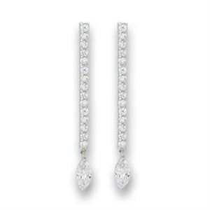 S411207 - Rhodium 925 Sterling Silver Earrings with AAA Grade CZ  in Clear