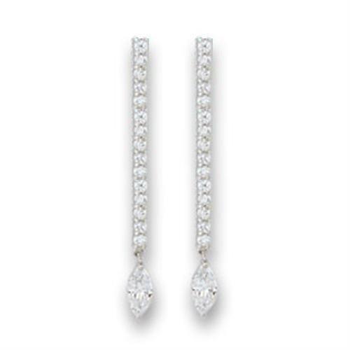 S411207 - Rhodium 925 Sterling Silver Earrings with AAA Grade CZ  in Clear