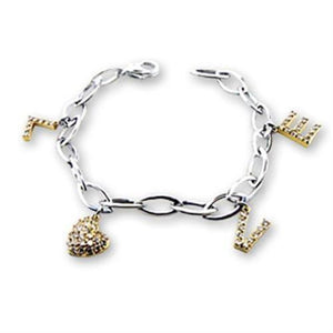 S56206 - Reverse Two-Tone 925 Sterling Silver Bracelet with AAA Grade CZ  in Clear