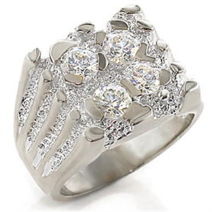 SC95307 - Rhodium 925 Sterling Silver Ring with AAA Grade CZ  in Clear