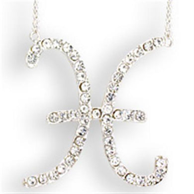 SNK02 - Silver Brass Chain Pendant with Top Grade Crystal  in Clear
