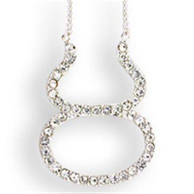 SNK05 - Silver Brass Chain Pendant with Top Grade Crystal  in Clear