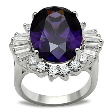 SS001 - Silver 925 Sterling Silver Ring with AAA Grade CZ  in Amethyst
