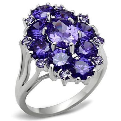 SS005 - Silver 925 Sterling Silver Ring with AAA Grade CZ  in Tanzanite