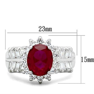 SS009 - Silver 925 Sterling Silver Ring with AAA Grade CZ  in Ruby