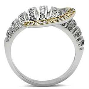 SS015 - Gold+Rhodium 925 Sterling Silver Ring with AAA Grade CZ  in Clear