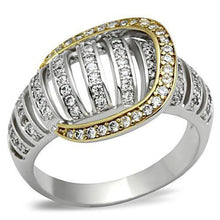 Load image into Gallery viewer, SS015 - Gold+Rhodium 925 Sterling Silver Ring with AAA Grade CZ  in Clear