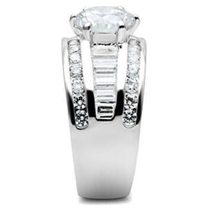 SS019 - Silver 925 Sterling Silver Ring with AAA Grade CZ  in Clear