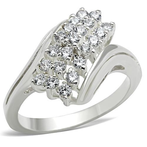SS038 - Silver 925 Sterling Silver Ring with AAA Grade CZ  in Clear