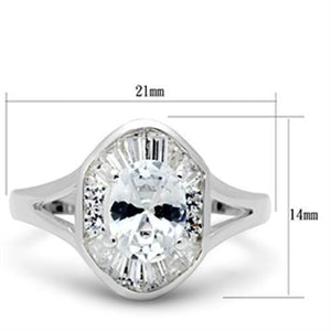 SS046 - Silver 925 Sterling Silver Ring with AAA Grade CZ  in Clear