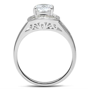 SS046 - Silver 925 Sterling Silver Ring with AAA Grade CZ  in Clear