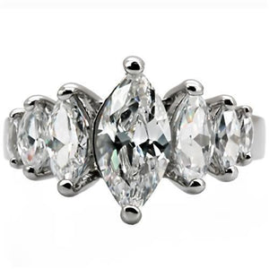TK006 - High polished (no plating) Stainless Steel Ring with AAA Grade CZ  in Clear